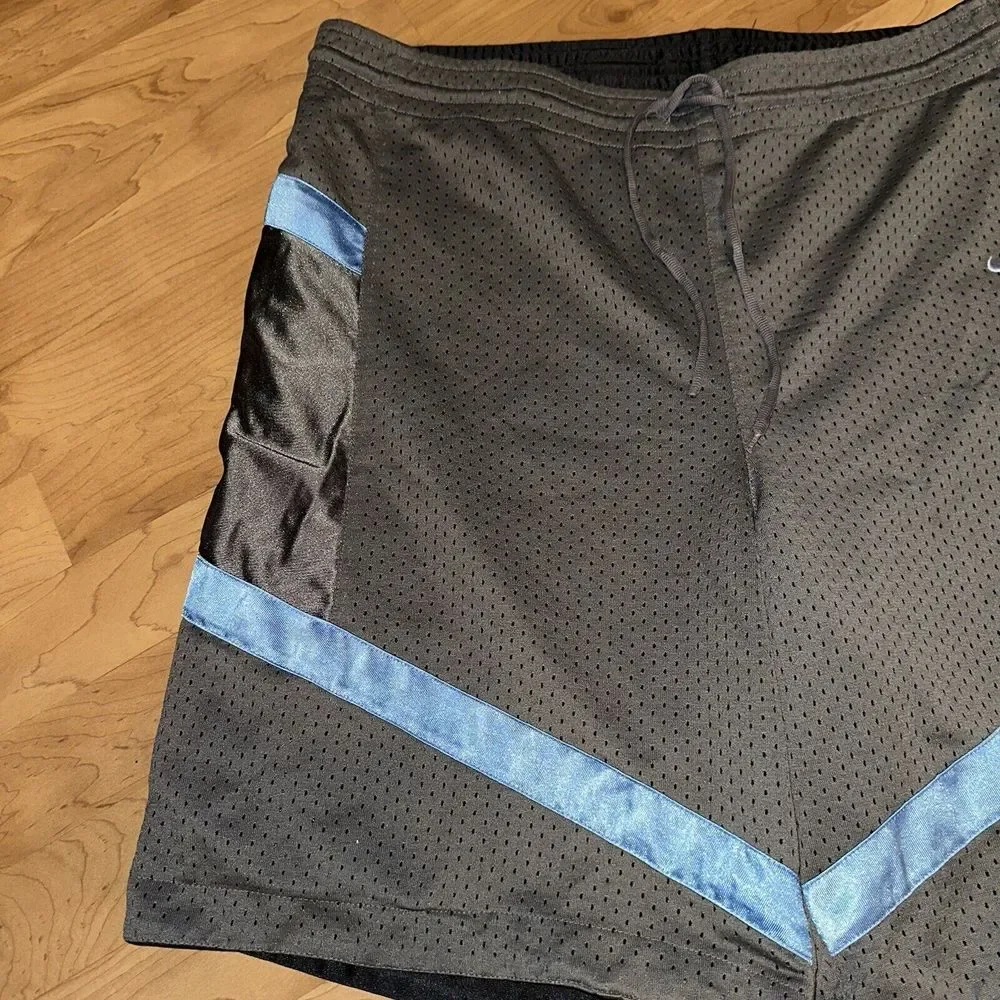 Vintage Nike Shorts Mens Blue‎ Gray Black Reversible Shiny Basketball Shorts XXL